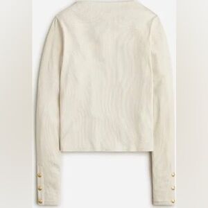 J. Crew Cream Ribbed Long Sleeve Top with Button Accents